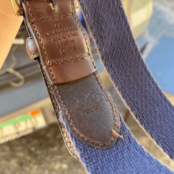 Navy Arnold Palmer Umbrella Logo Embroidered Web Golf Belt, cotton leather - Picture 4 of 7